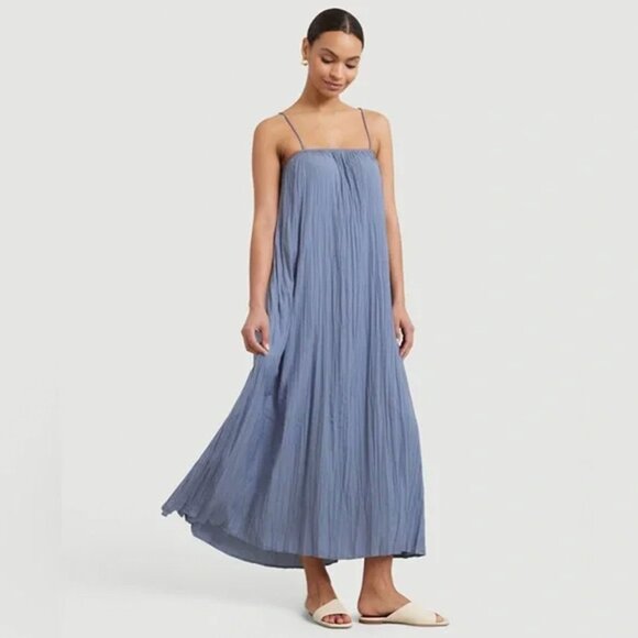 MODERN CITIZEN Solange Crinkled Maxi Dress in Navy Size Large - Picture 9 of 9